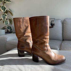 Womens Brown Leather Authentic Frye Tall Boots, Size 7.5